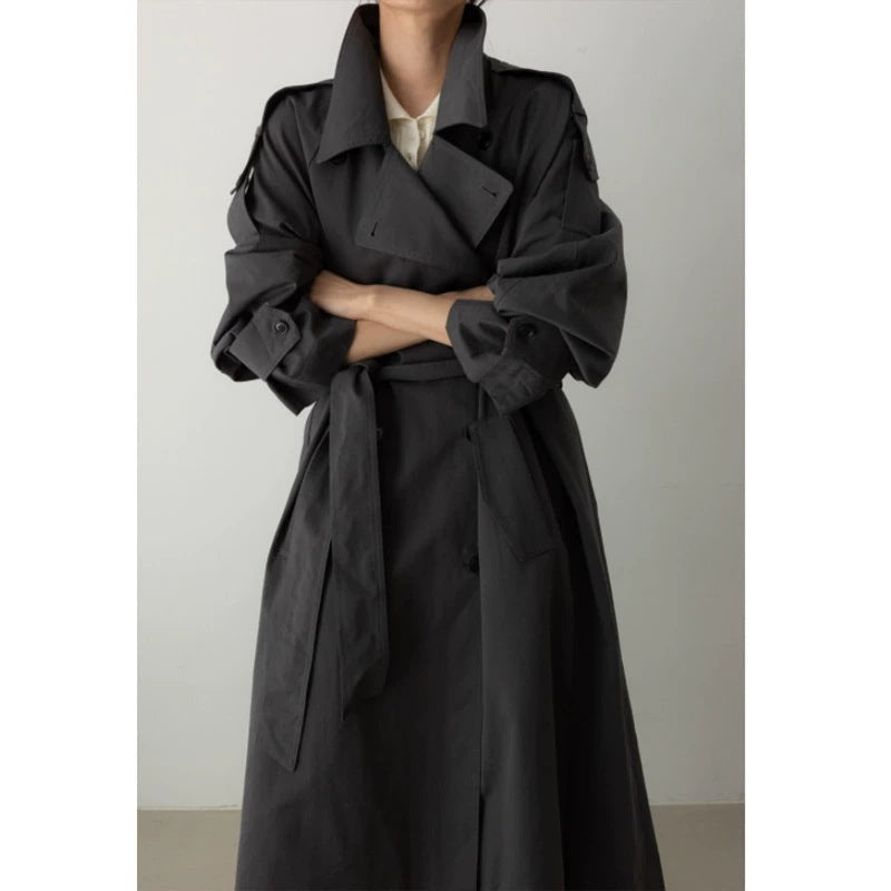 Trench très long ample à taille ceinturée — Amielle Paris