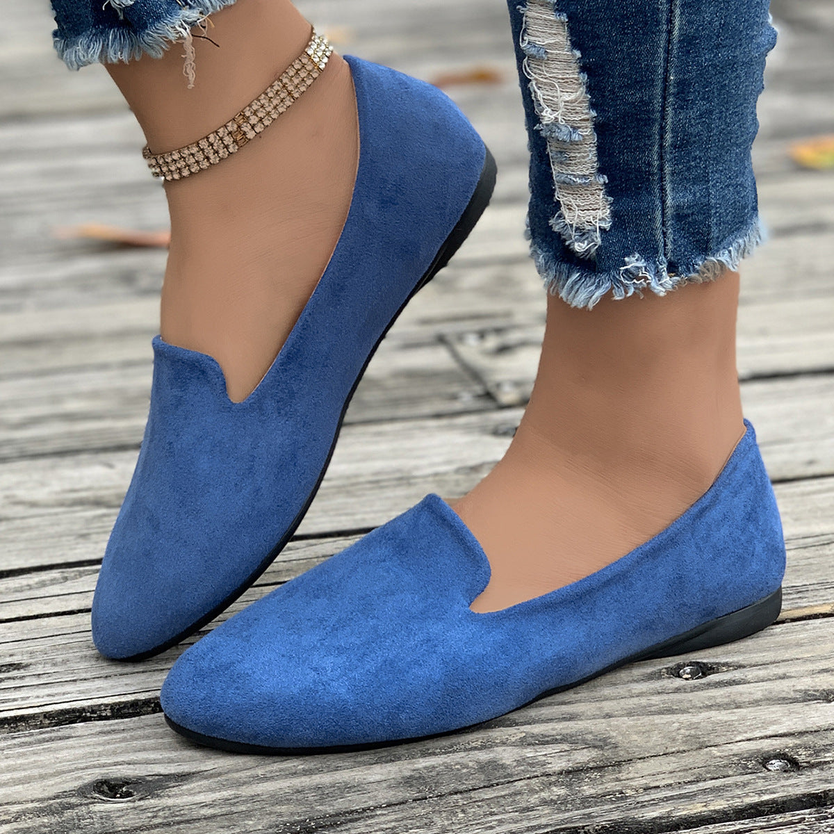 Mocassins aspect daim à bout arrondi — Amielle Paris