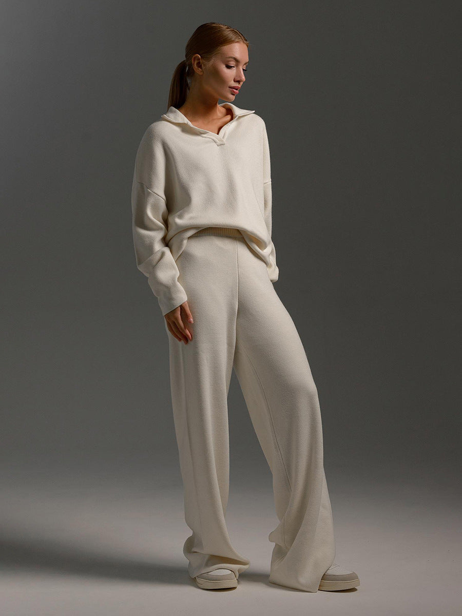 Ensemble en maille avec haut à col et pantalon large — Amielle Paris