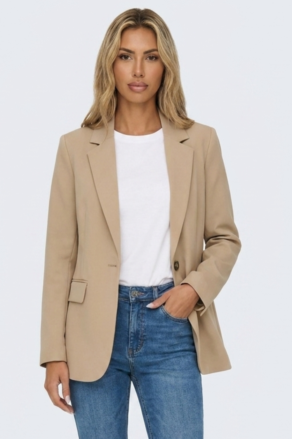 Blazer long ample à col cranté — Amielle Paris