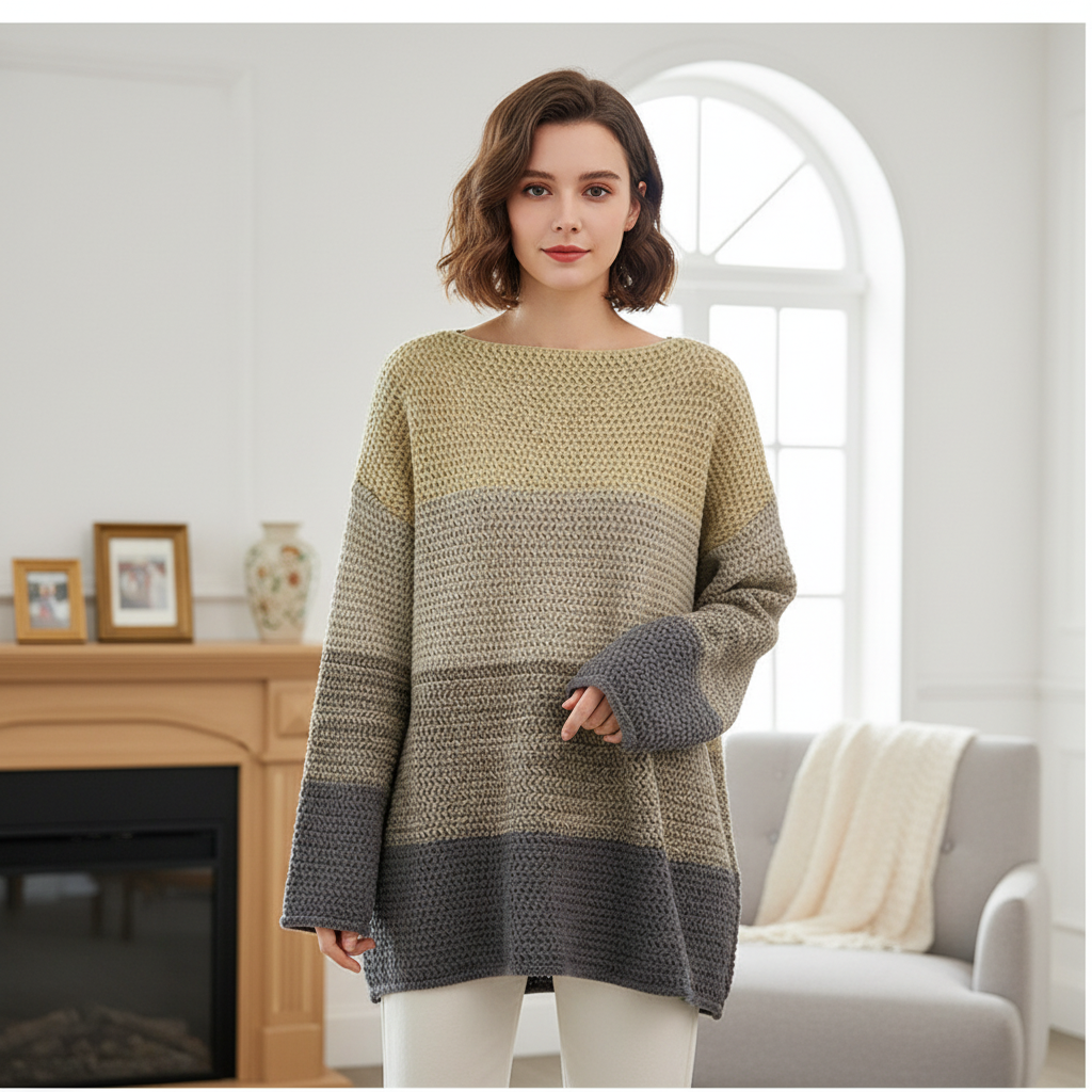 Klara — Pull ample à effet patchwork — Amielle Paris
