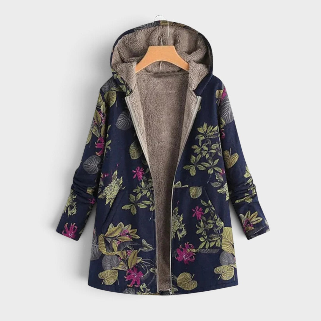 Flore | Veste en fausse fourrure à motif floral