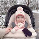 Ensemble bonnet bébé à pompon et écharpe animal — vue 1