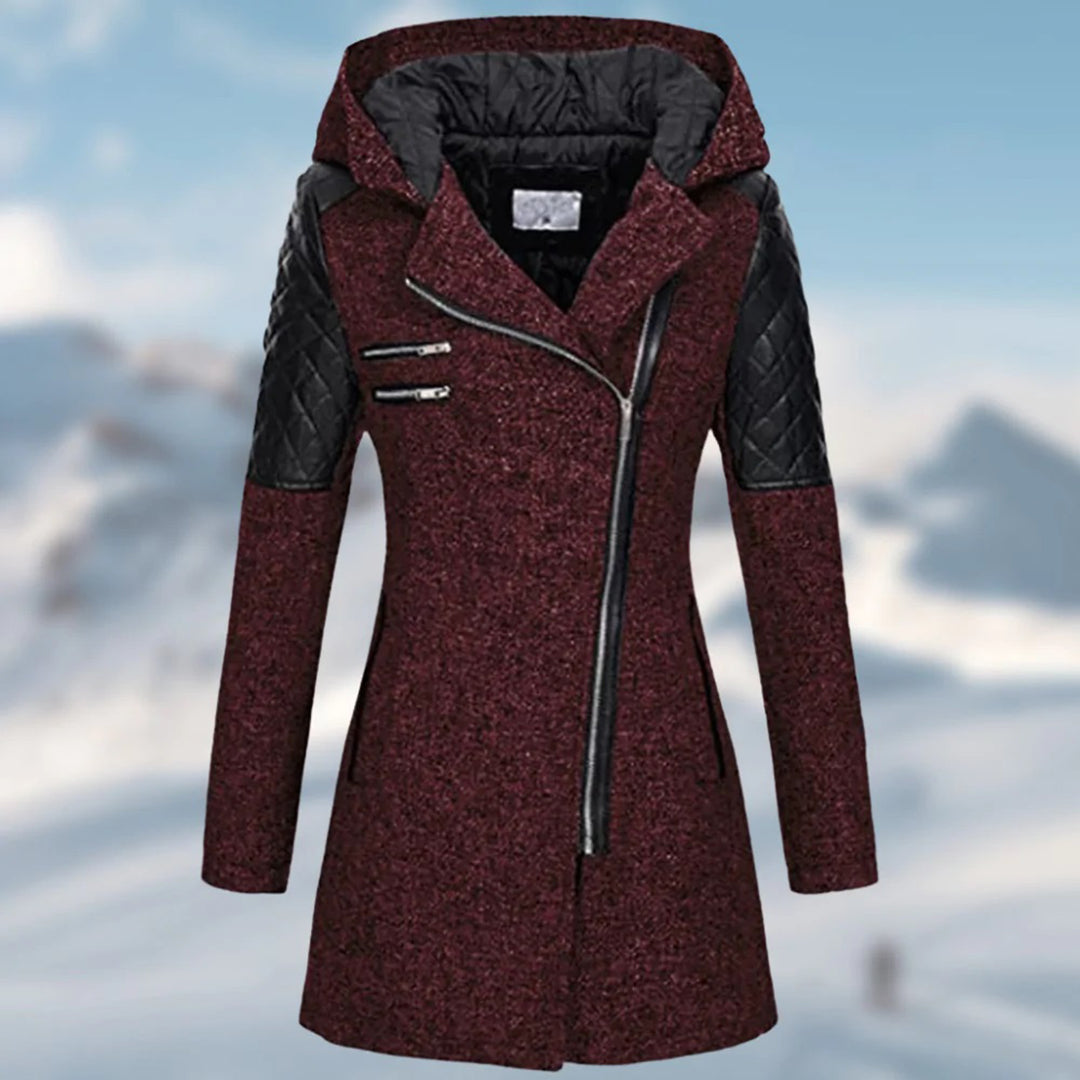 Manteau à capuche et zip asymétrique ceinturé — Amielle Paris