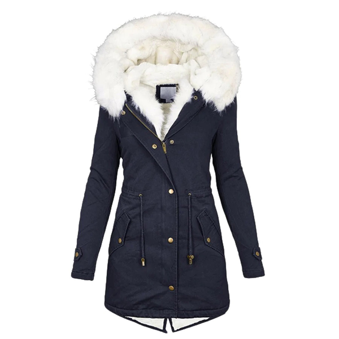 Parka doublée à capuche bordée de fausse fourrure — Amielle Paris