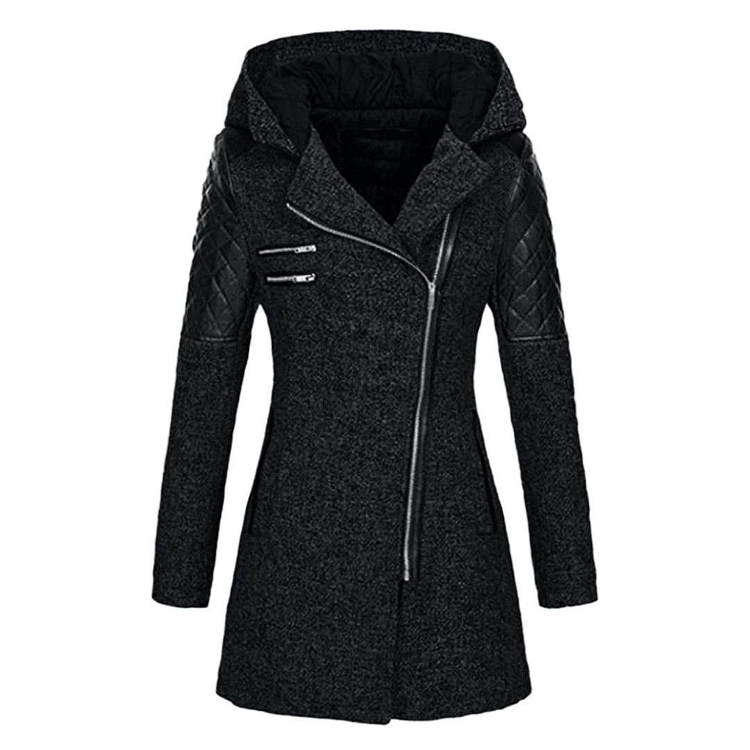 Manteau à capuche et zip asymétrique ceinturé — Amielle Paris