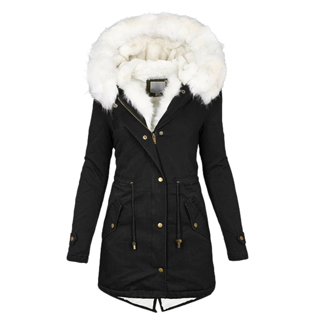 Parka doublée à capuche bordée de fausse fourrure — Amielle Paris