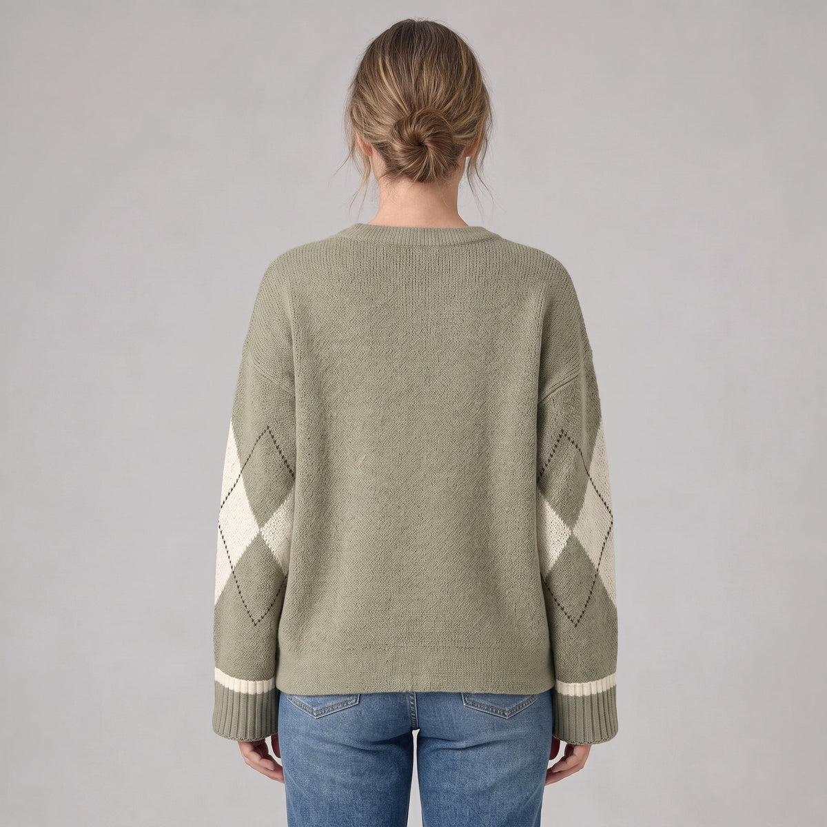 Pull à losanges et bords rayés — vue 4