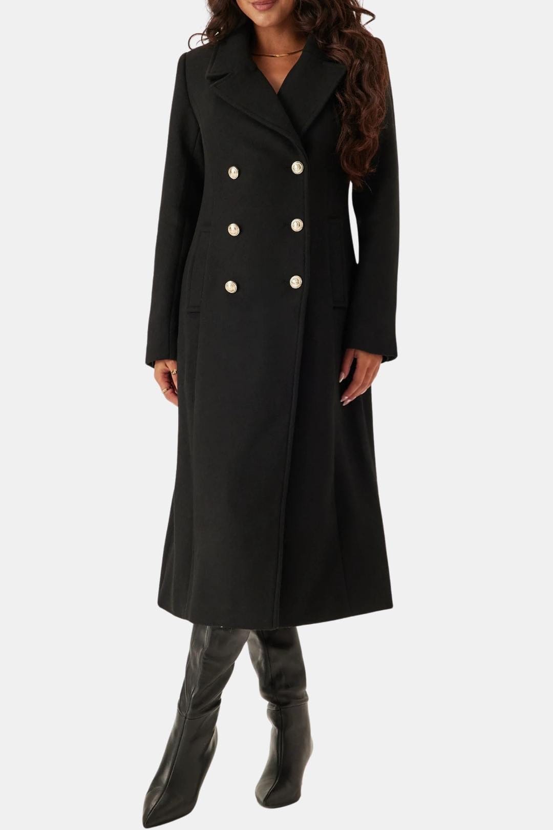 Manteau long croisé à col tailleur — Amielle Paris