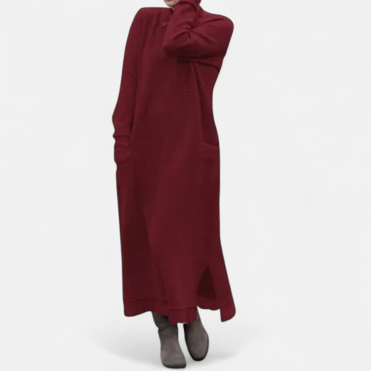 Dahlia — Robe longue en maille à col montant — Amielle Paris