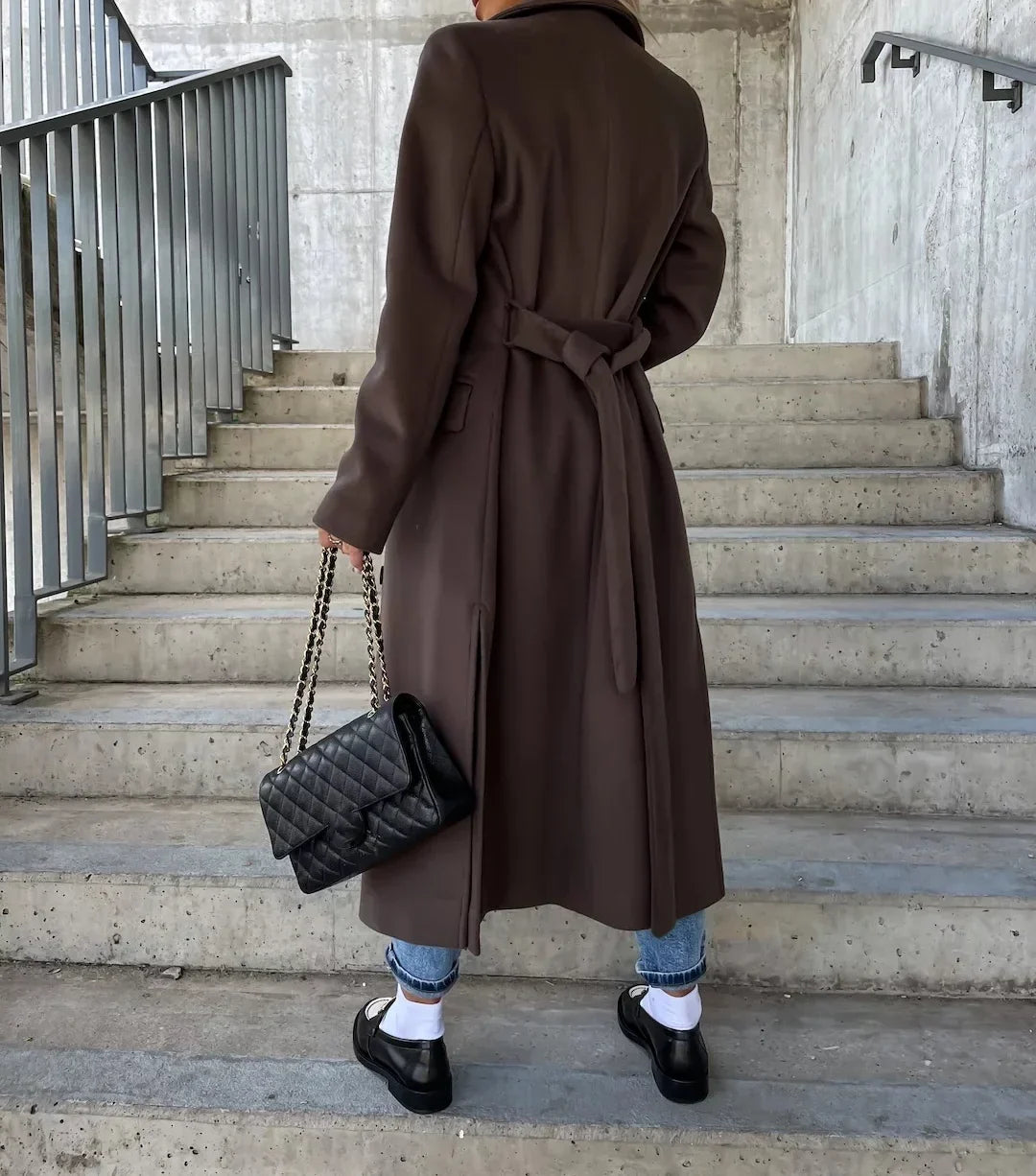 Manteau long ceinturé à boutons croisés — vue 4