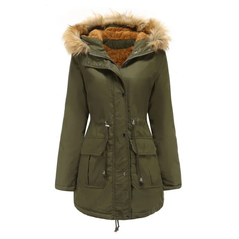 Parka à capuche, doublure polaire et cordon — Amielle Paris