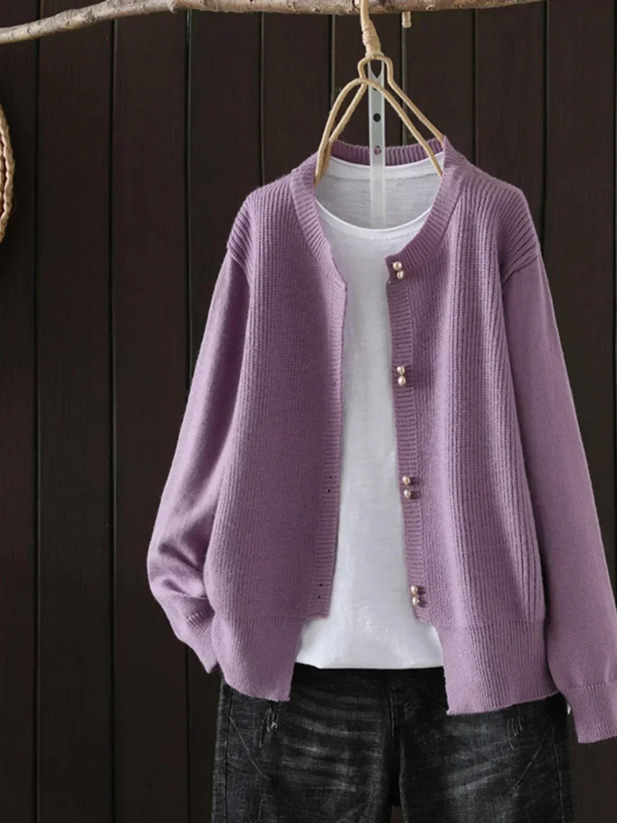 Auri — Cardigan à boutons effet perle — Amielle Paris
