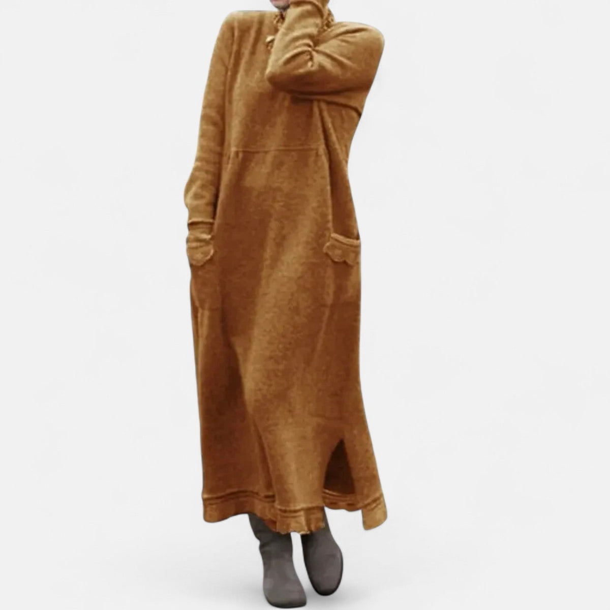 Dahlia — Robe longue en maille à col montant — Amielle Paris