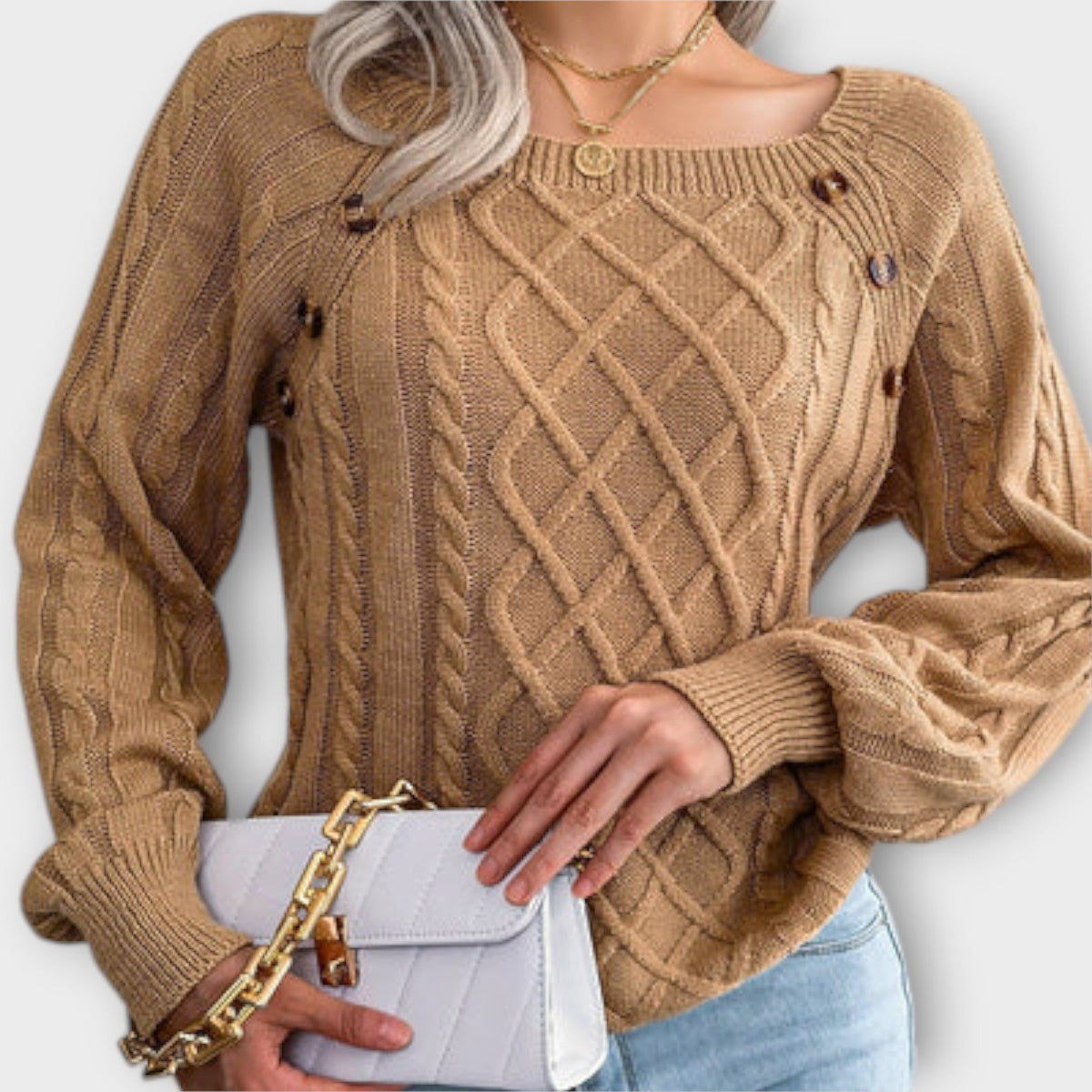 Malia | Pull à boutons et torsades