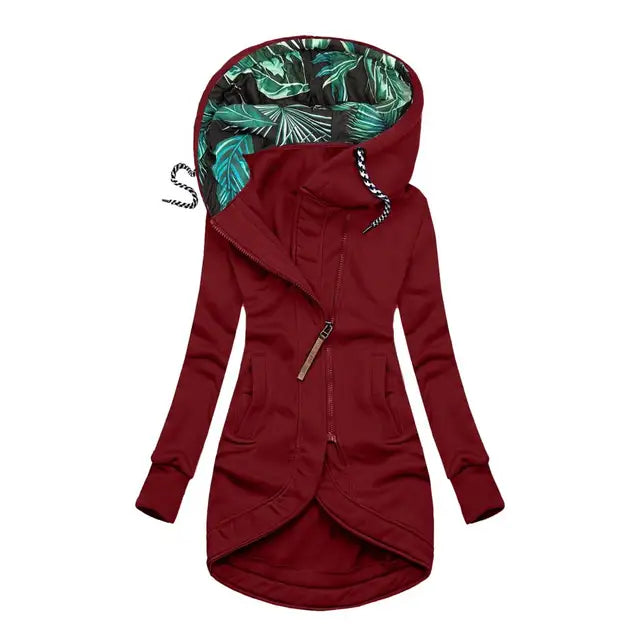 Grace — Veste longue à capuche contrastante — Amielle Paris