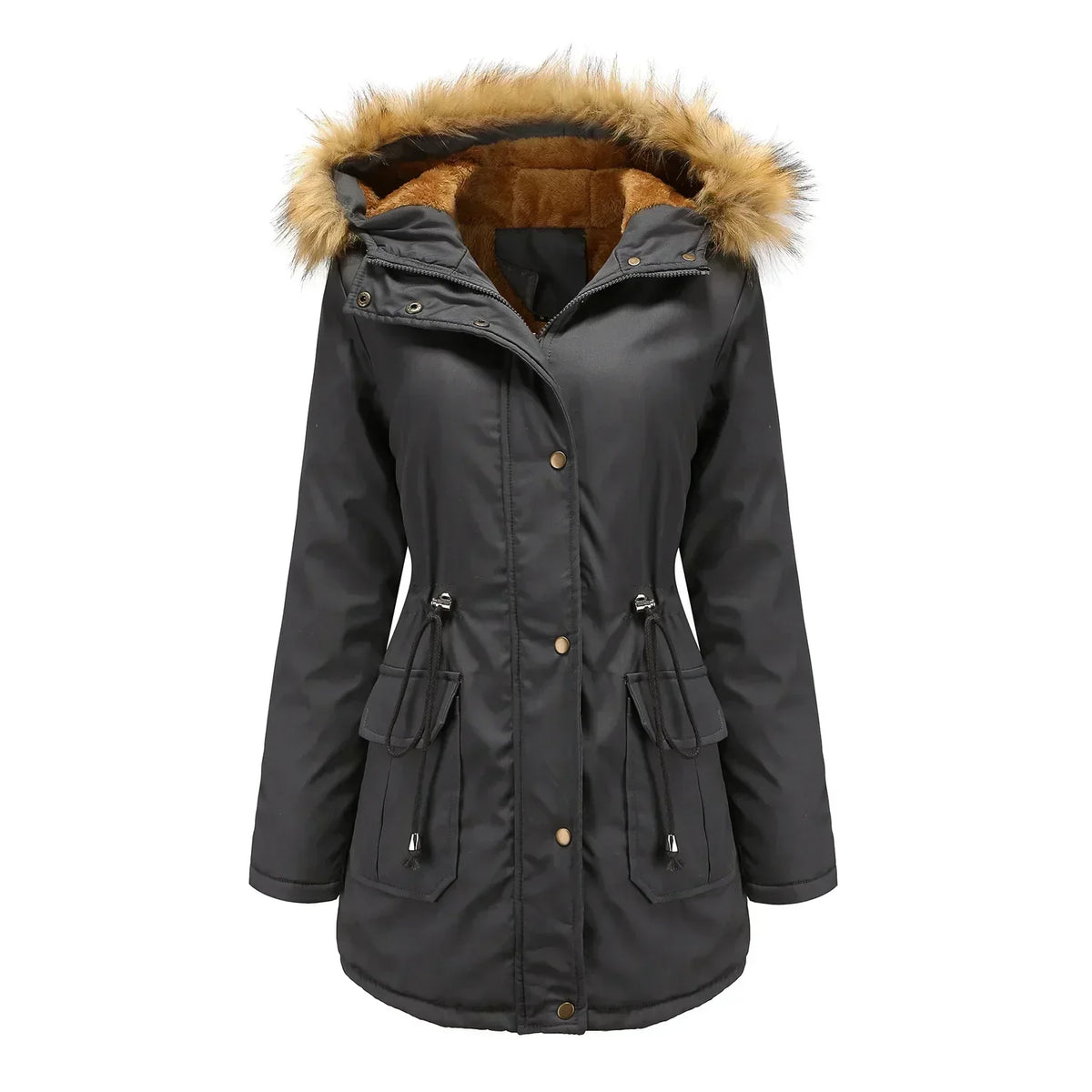 Parka à capuche, doublure polaire et cordon — Amielle Paris