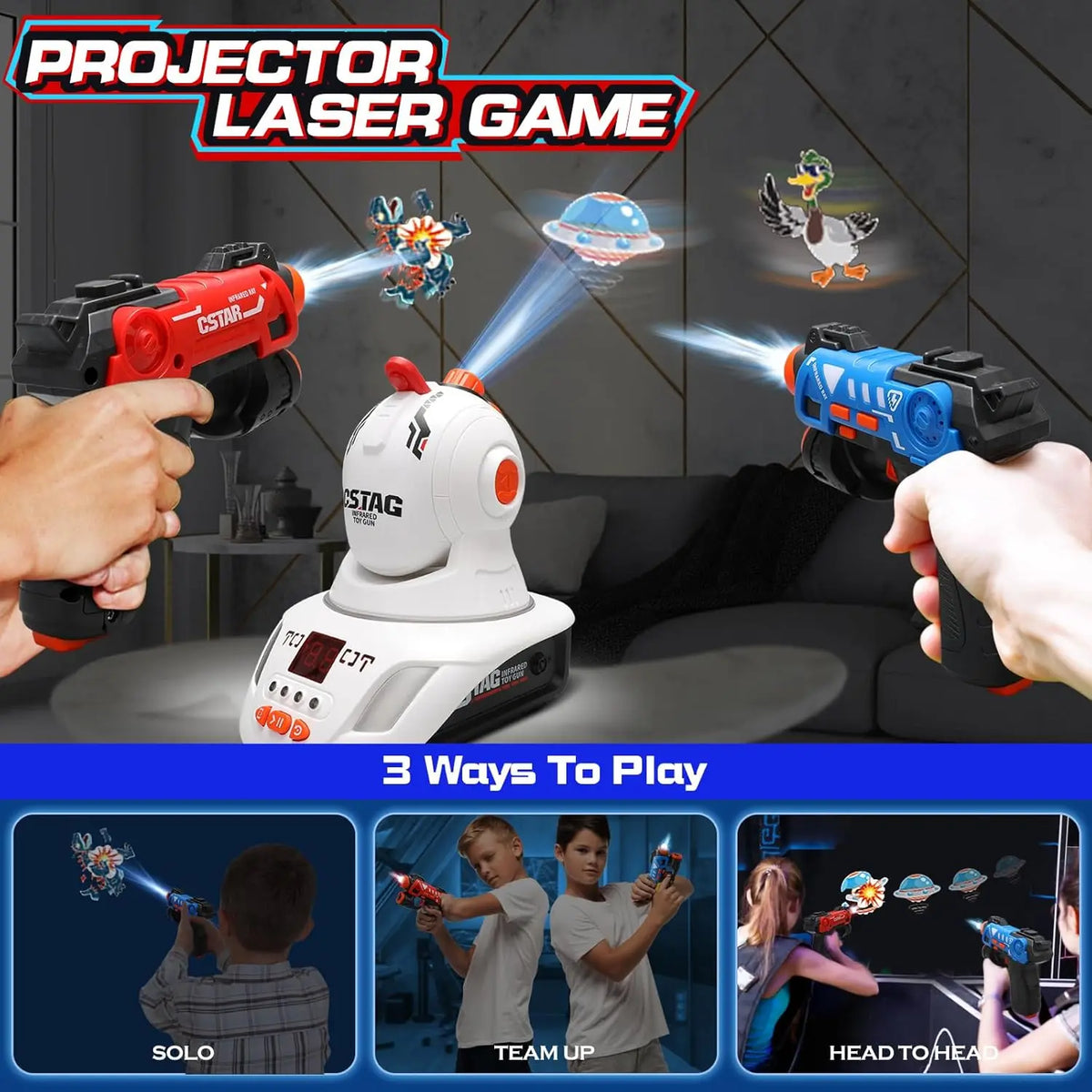 Jeu de tir infrarouge avec projecteur et deux pistolets — vue 5