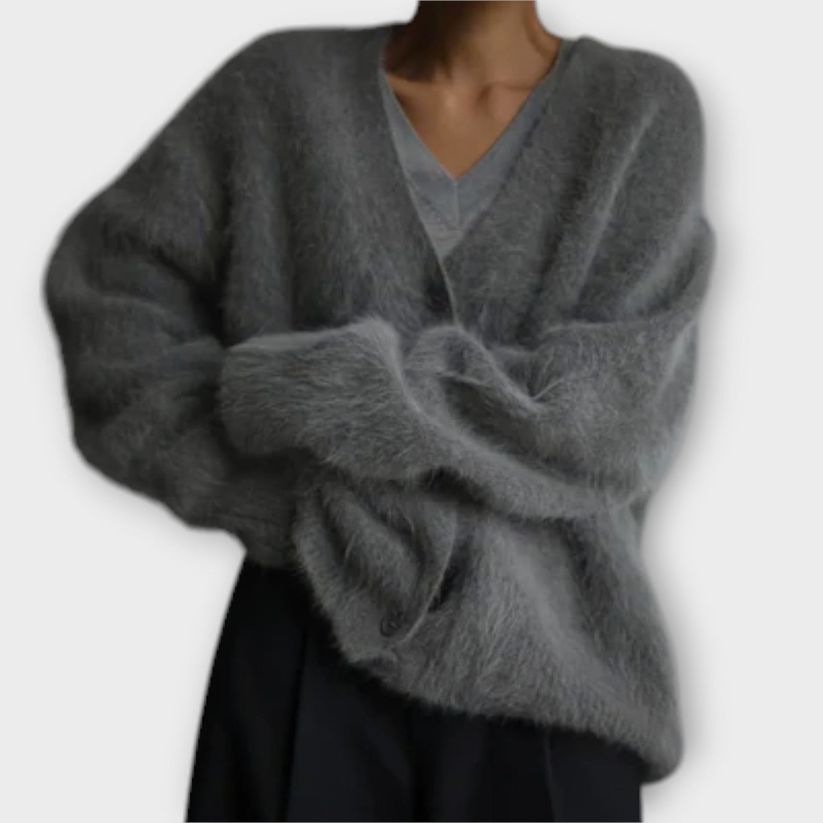 Dahlia | Cardigan beige effet peluche