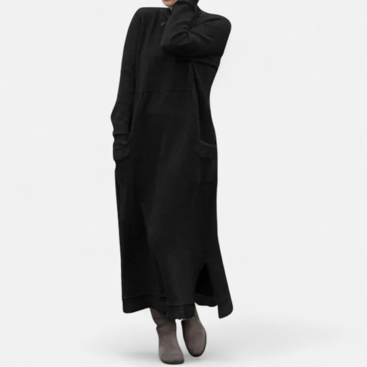 Dahlia — Robe longue en maille à col montant — Amielle Paris