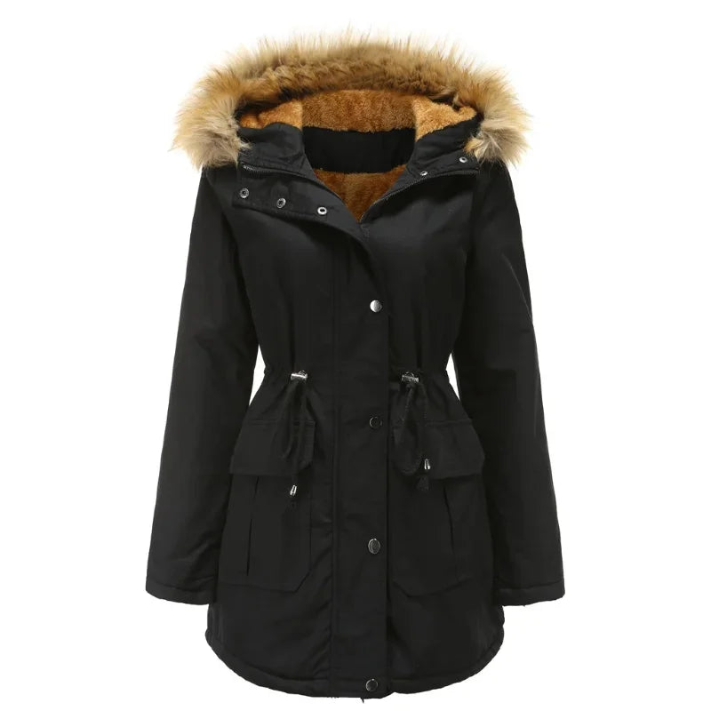 Parka à capuche, doublure polaire et cordon — Amielle Paris