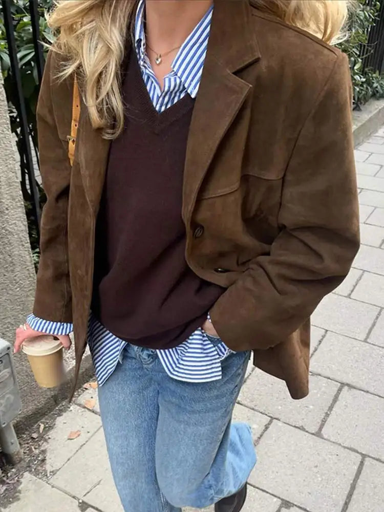 Sienna — Veste boutonnée à revers structurés — Amielle Paris