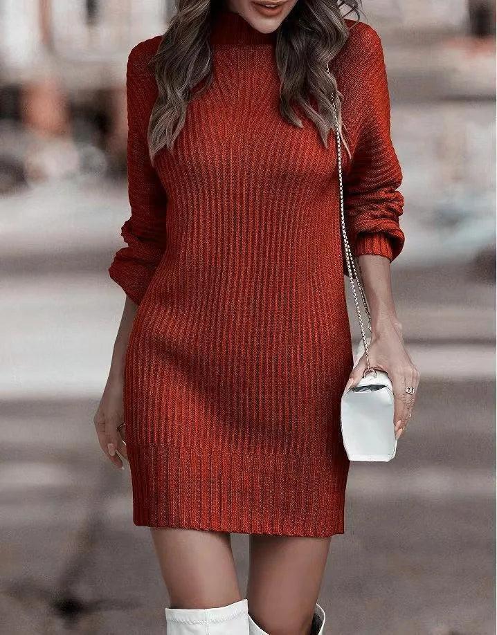 Robe pull à col montant et longueur genou — Amielle Paris