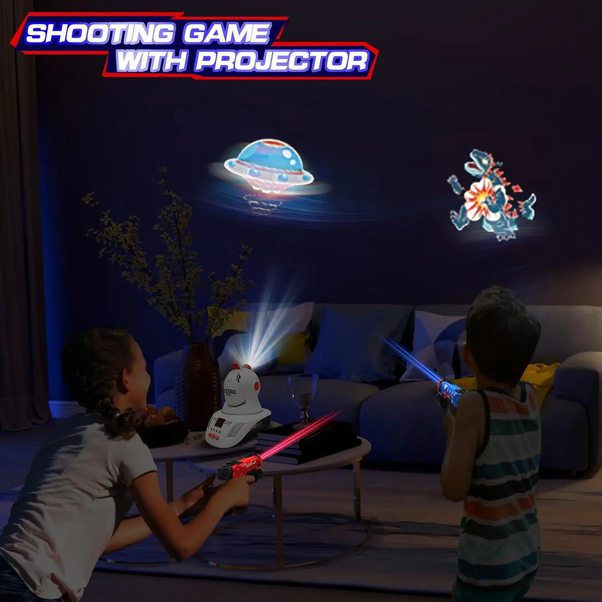 Jeu de tir infrarouge avec projecteur et deux pistolets — vue 4
