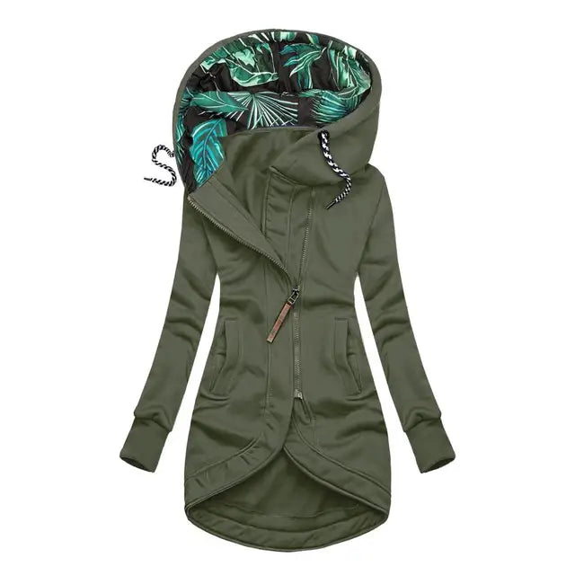Grace — Veste longue à capuche contrastante — Amielle Paris
