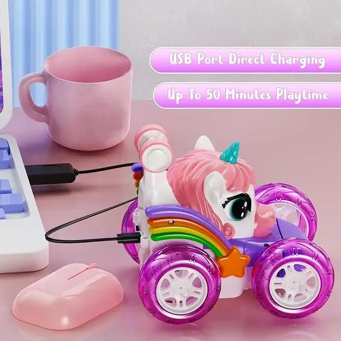 Voiture licorne télécommandée à roues lumineuses — vue 8