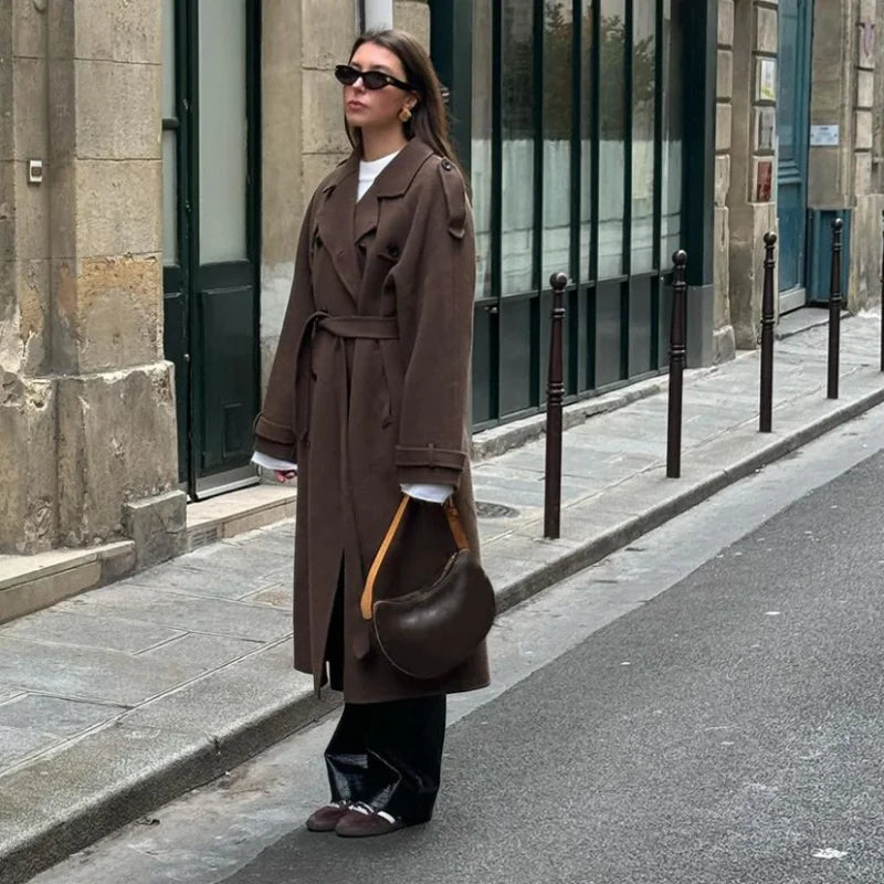 Manteau ample croisé à revers crantés — Amielle Paris