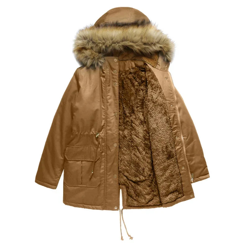 Parka à capuche, doublure polaire et cordon — Amielle Paris