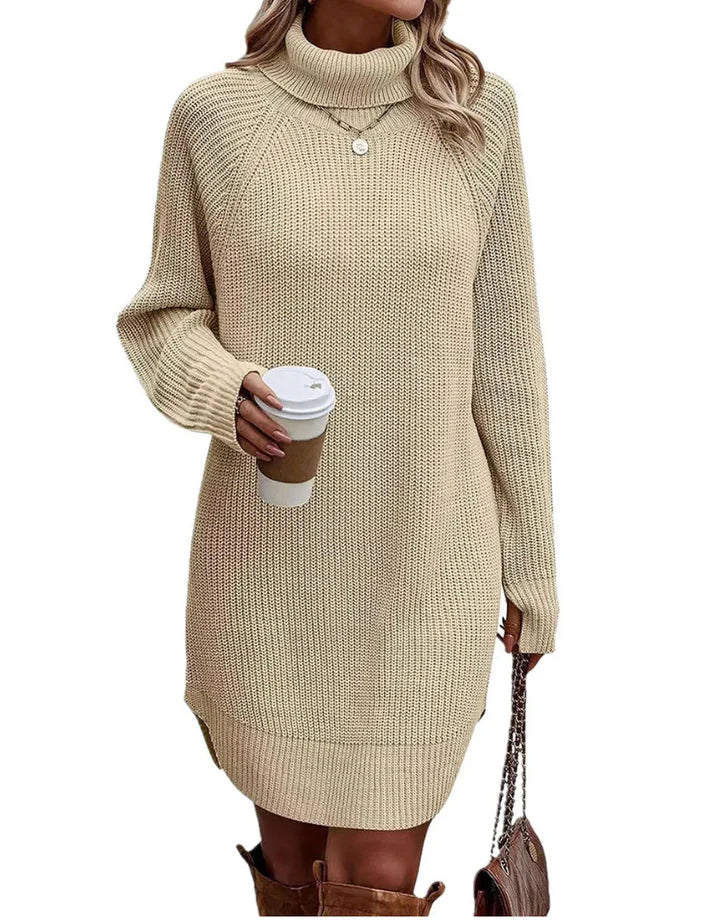 Élodie — Robe pull côtelée à col roulé — Amielle Paris