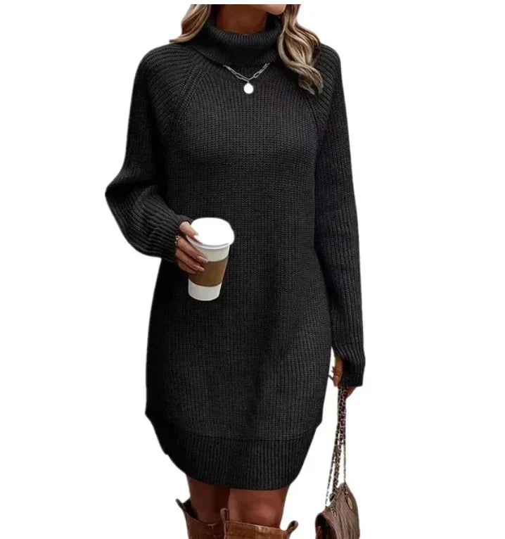 Élodie — Robe pull côtelée à col roulé — Amielle Paris
