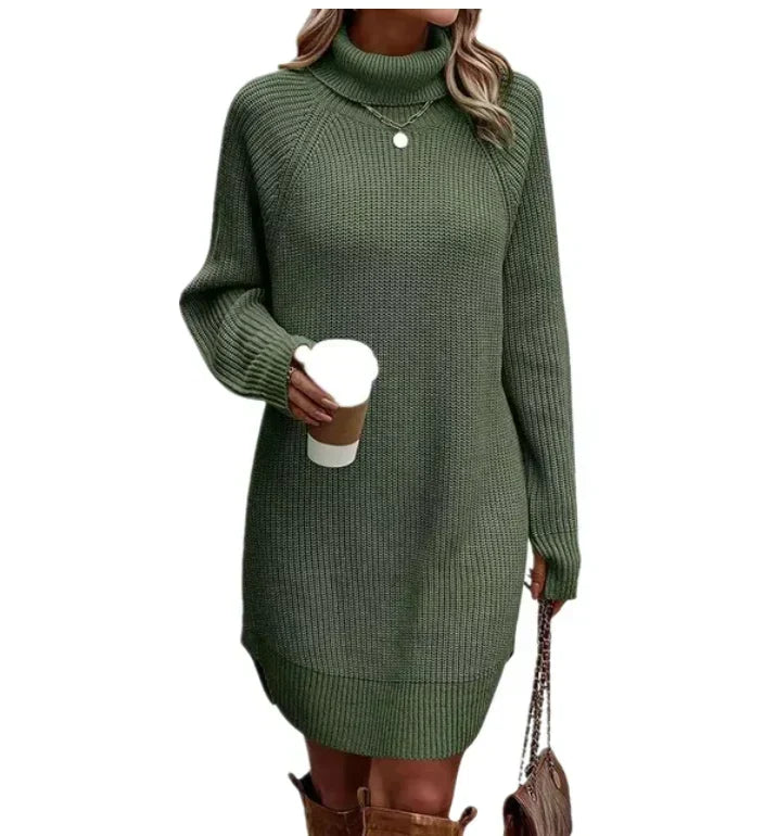 Élodie — Robe pull côtelée à col roulé — Amielle Paris