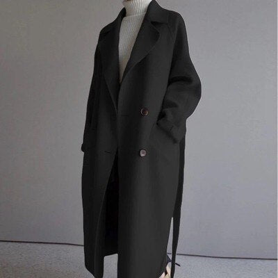 Manteau ample à revers crantés et ceinture — Amielle Paris