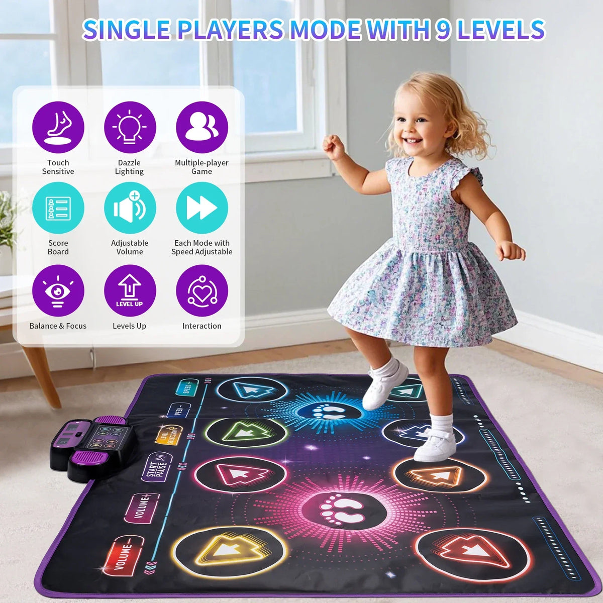 Tapis de danse électronique deux joueurs — 106 × 80 cm — vue 6