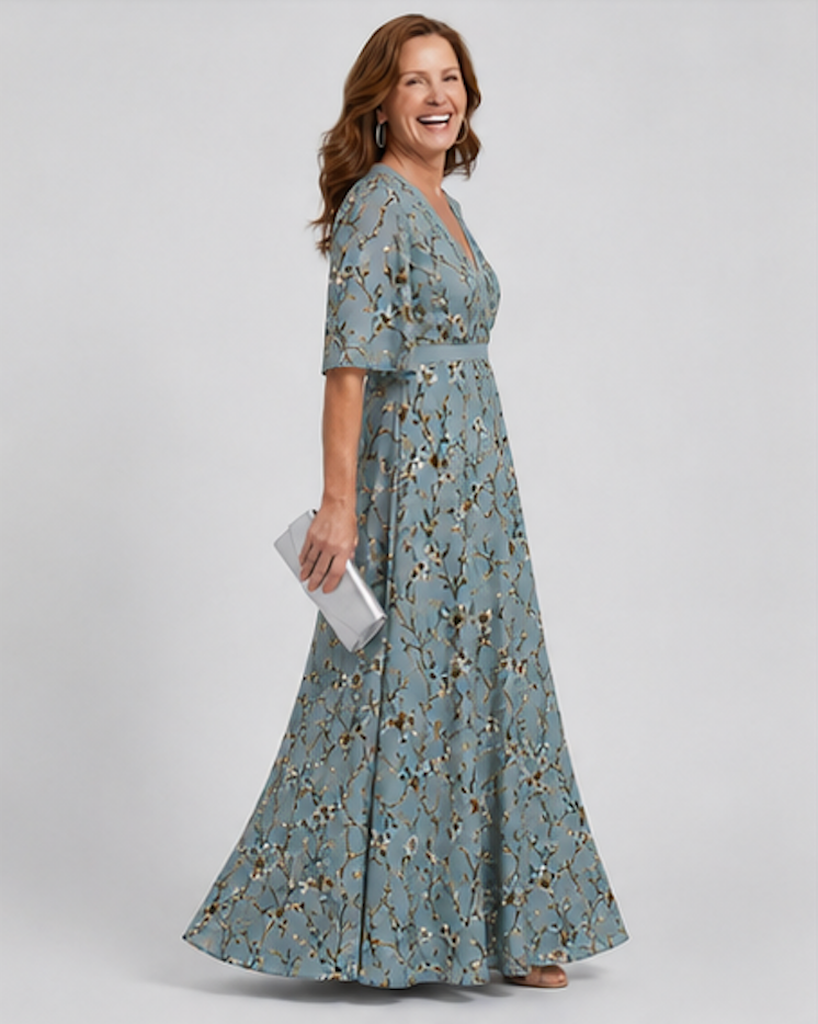 Imogen — Robe longue fleurie à col V — vue 2