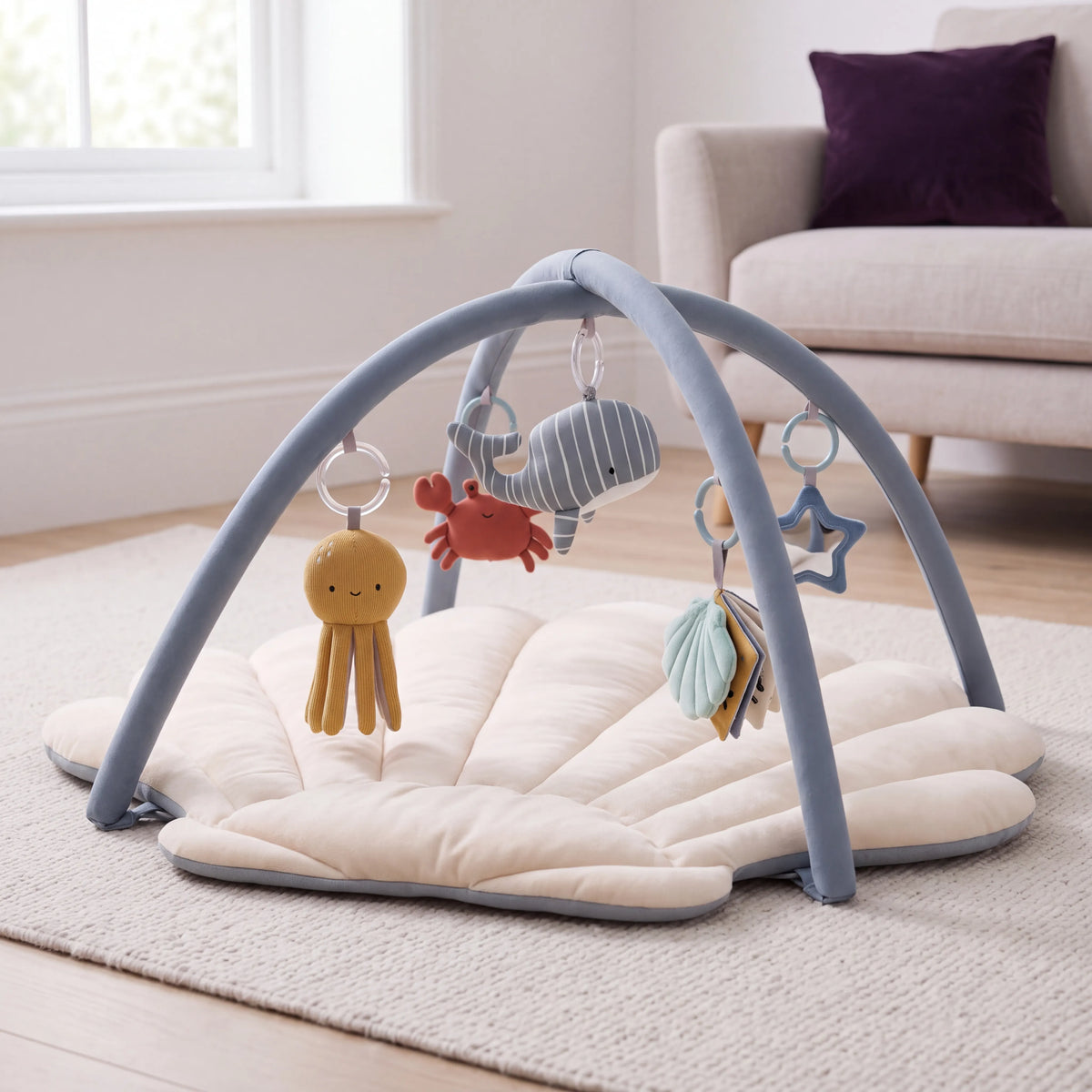 Tapis d’éveil coquillage avec arche et jouets — vue 4