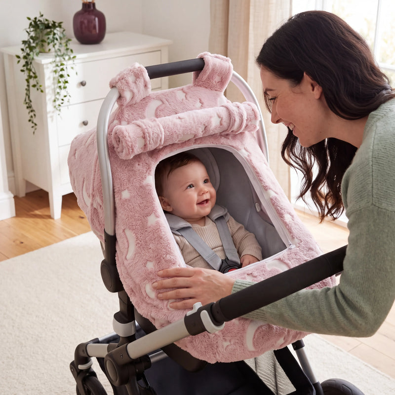 Housse polaire pour coque bébé à fenêtre en maille — vue 1