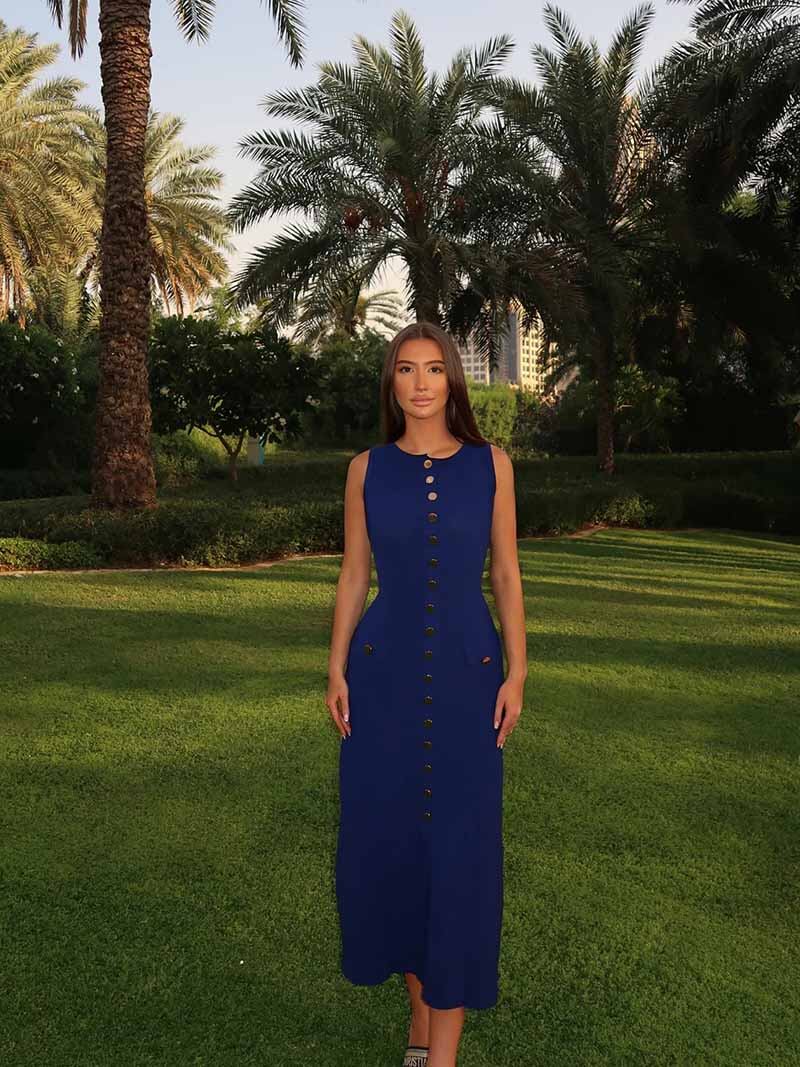Noelle — Robe longue sans manches à poches — Amielle Paris