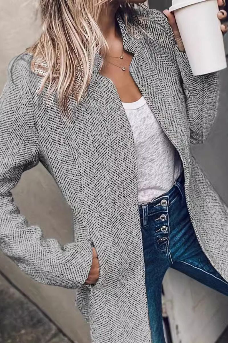 Blazer long ouvert à chevrons — Amielle Paris