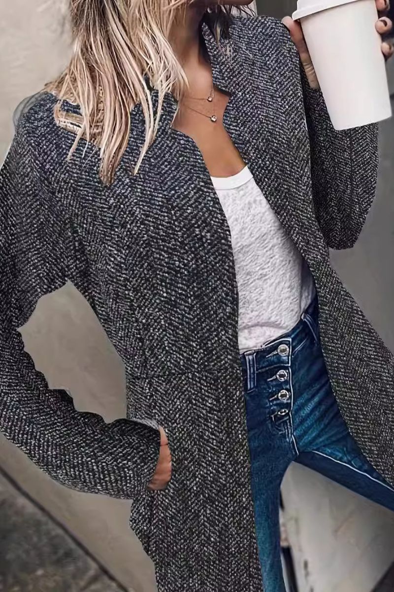 Blazer long ouvert à chevrons — Amielle Paris