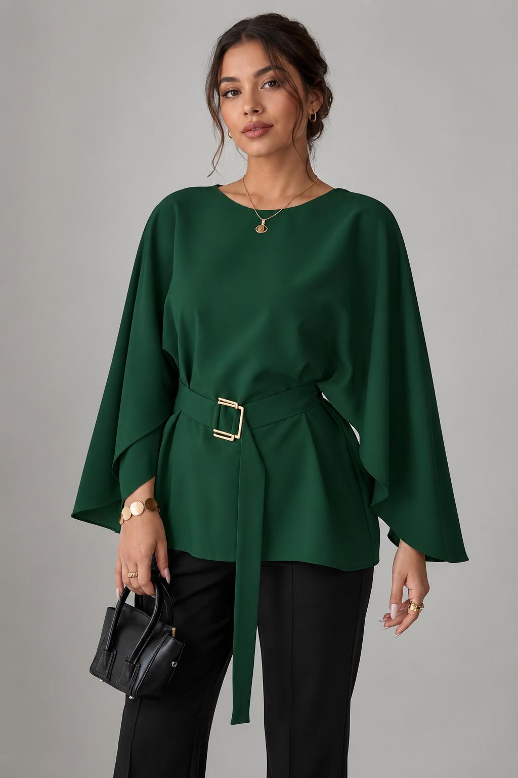Blouse à manches cape ceinturée — Catalijn — Amielle Paris