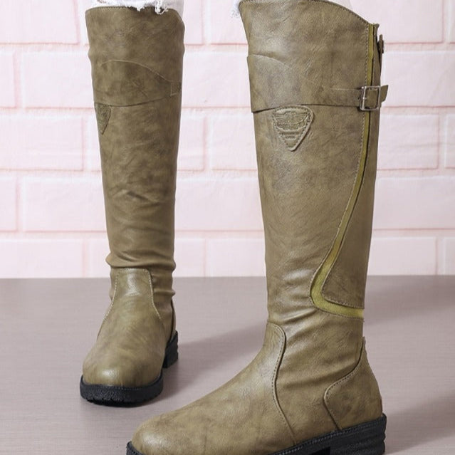 Bottes cavalières à bride et talon bloc — Amielle Paris