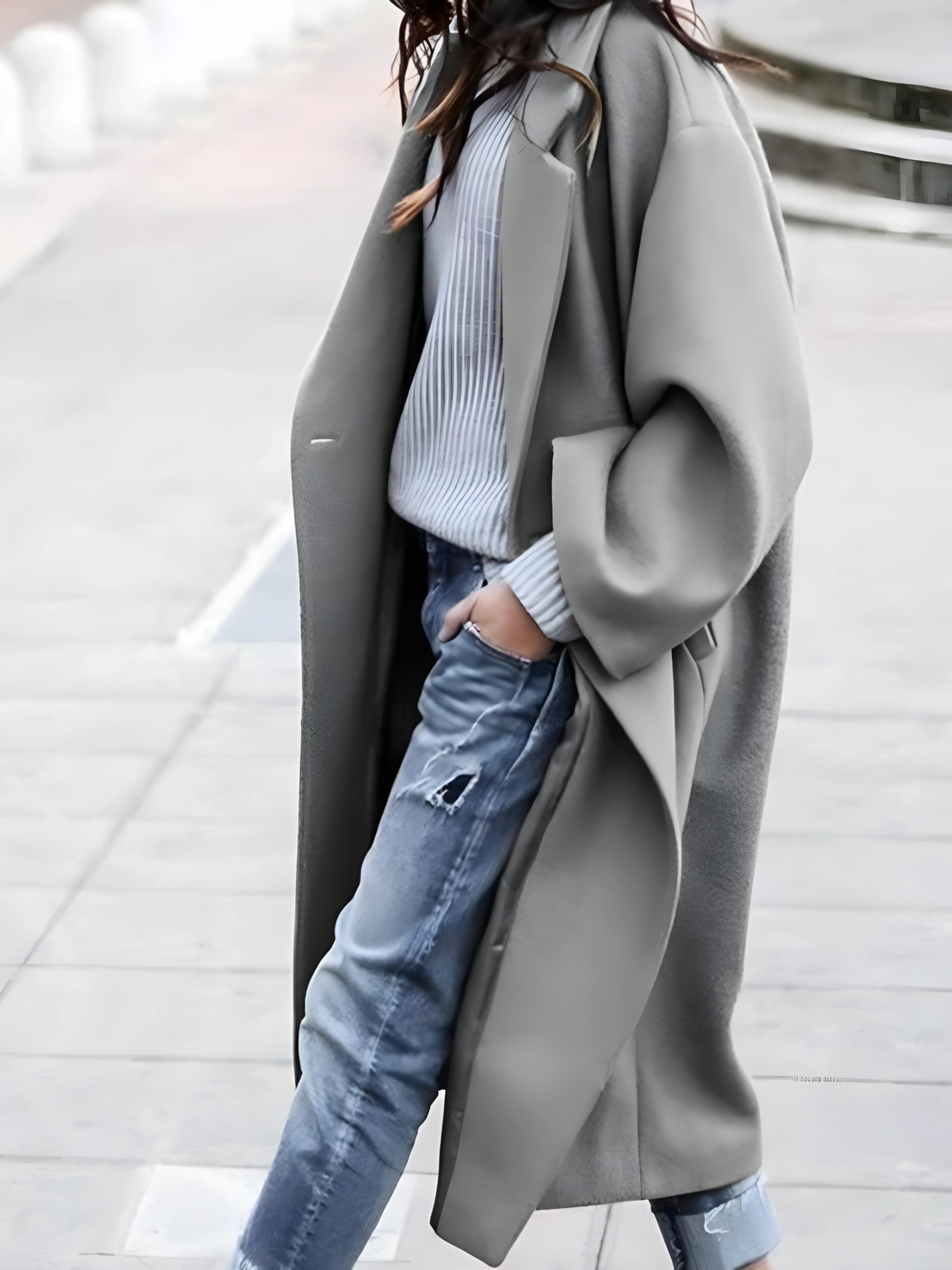 Paige — Manteau long ample sans fermeture — Amielle Paris