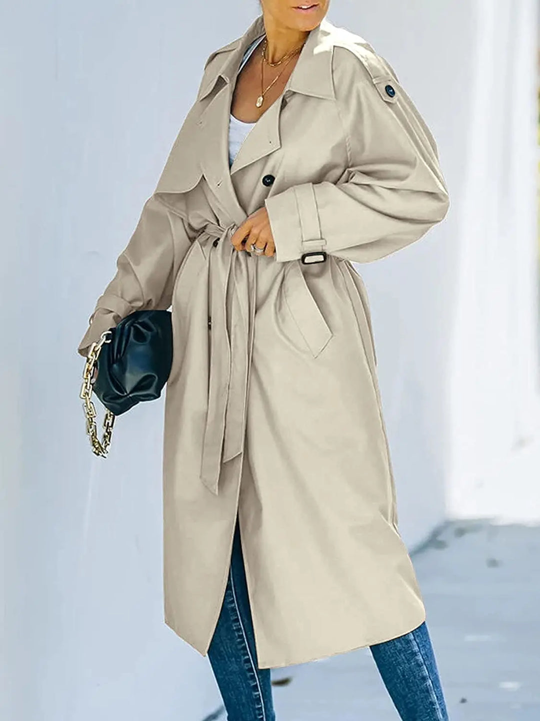 Talia — Trench ceinturé à bavolet — Amielle Paris