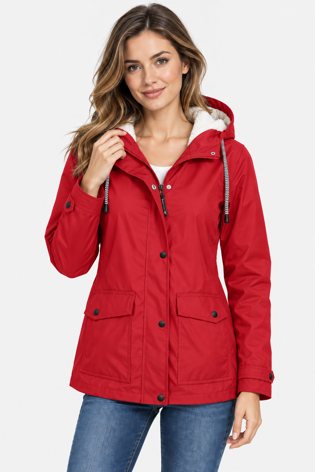 Parka à capuche doublée façon sherpa — Amielle Paris