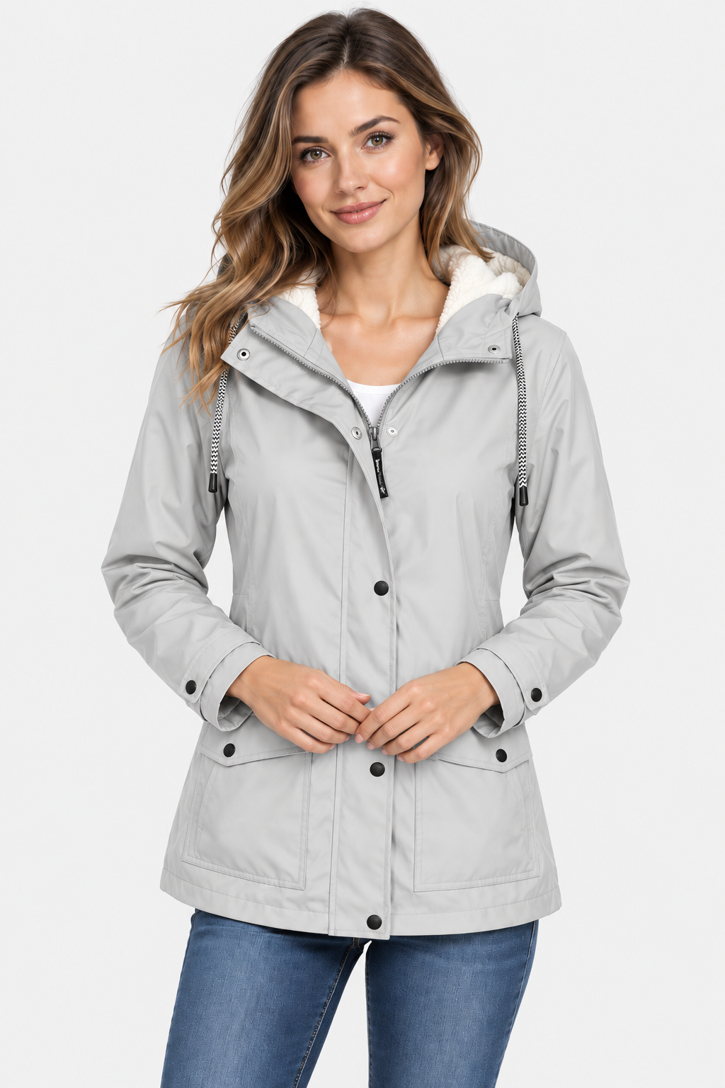 Parka à capuche doublée façon sherpa — Amielle Paris