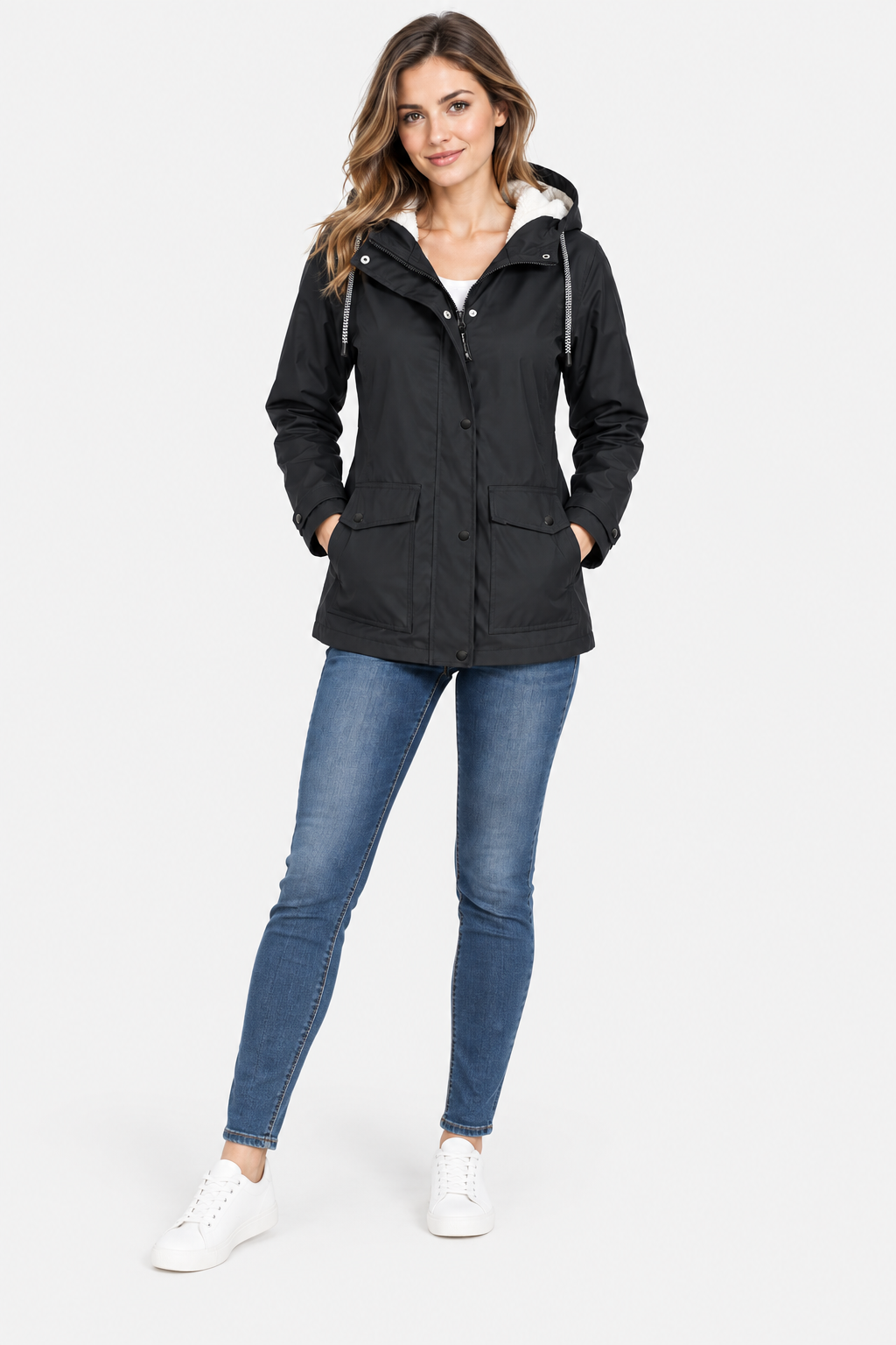 Parka à capuche doublée façon sherpa — Amielle Paris